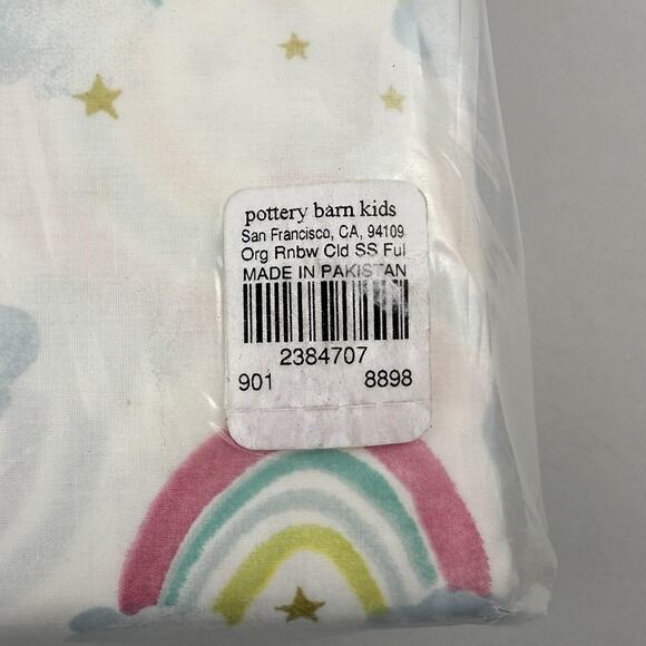 Pottery Barn Kids Rainbow Cloud Organic Sheet Set FULL Cotton Percale NEW - Picture 7 of 7